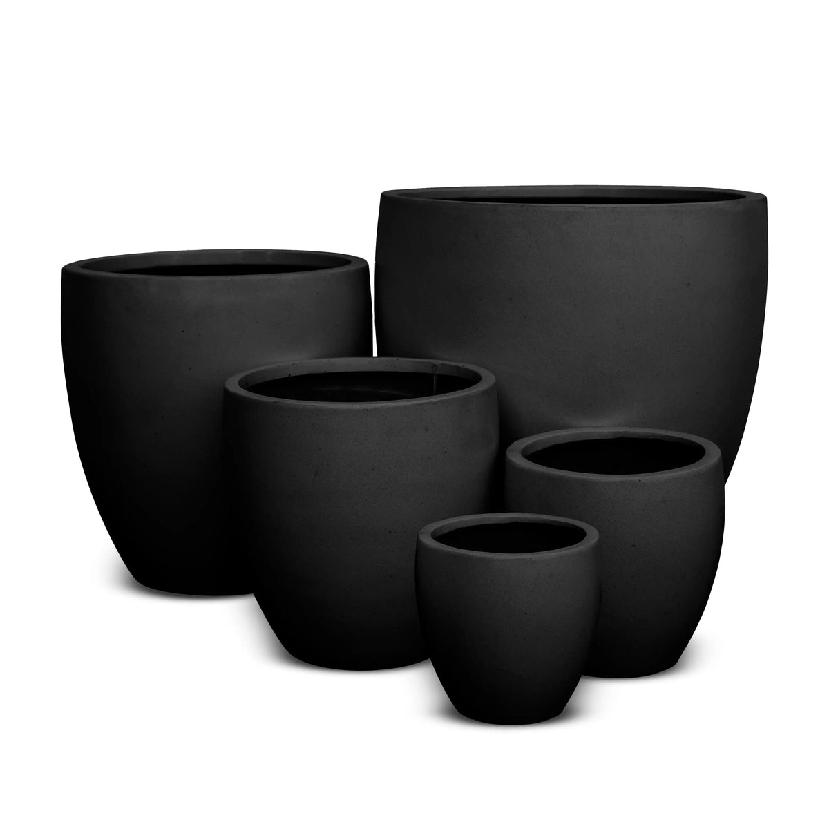 Montague Lightweight Fibreglass Egg Pot - Black 