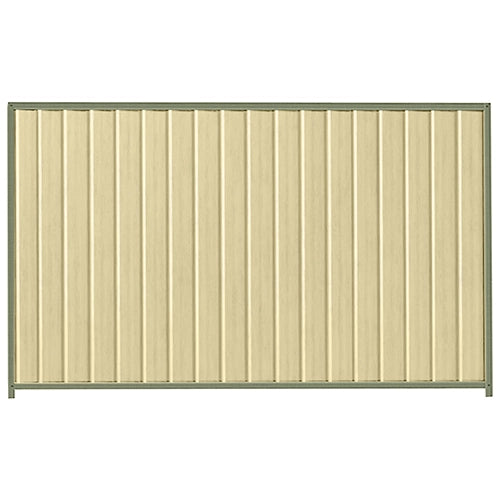 PermaSteel Colorbond Fence Kit in the size of 2.35m x 1.8m with Primrose Infill and Mist Green Frame | Available at Australian Landscape Supplies