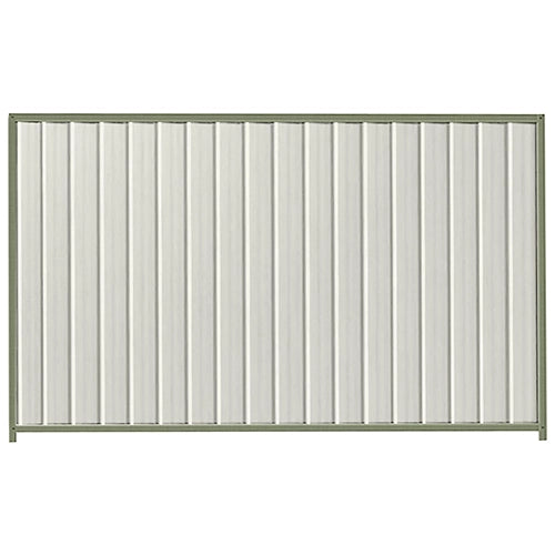 PermaSteel Colorbond Fence Kit in the size of 2.35m x 1.8m with Off White Infill and Mist Green Frame | Available at Australian Landscape Supplies