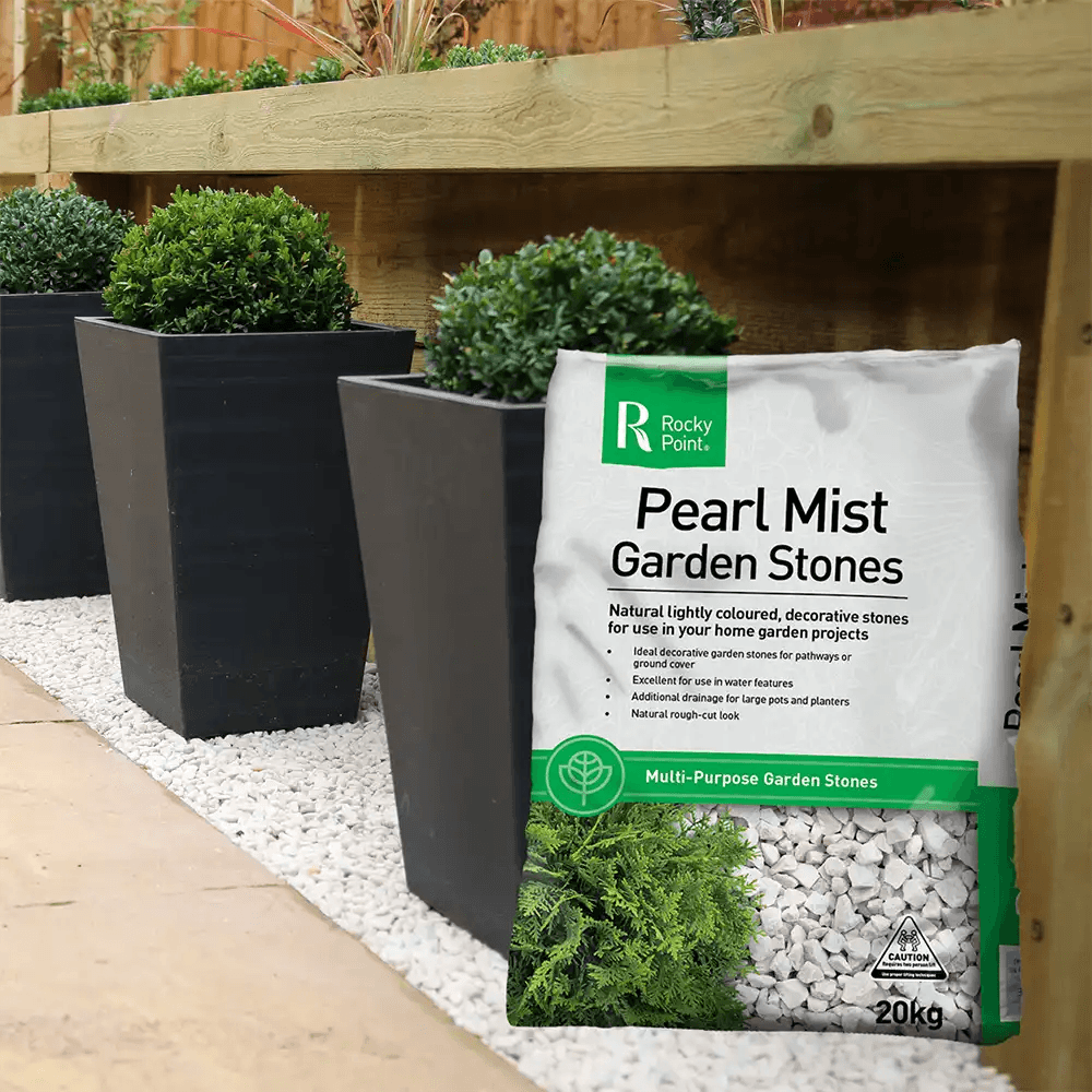 Pearl Mist Garden Stones 20kg | Rocky Point avaialble at Australian Landscape Supplies