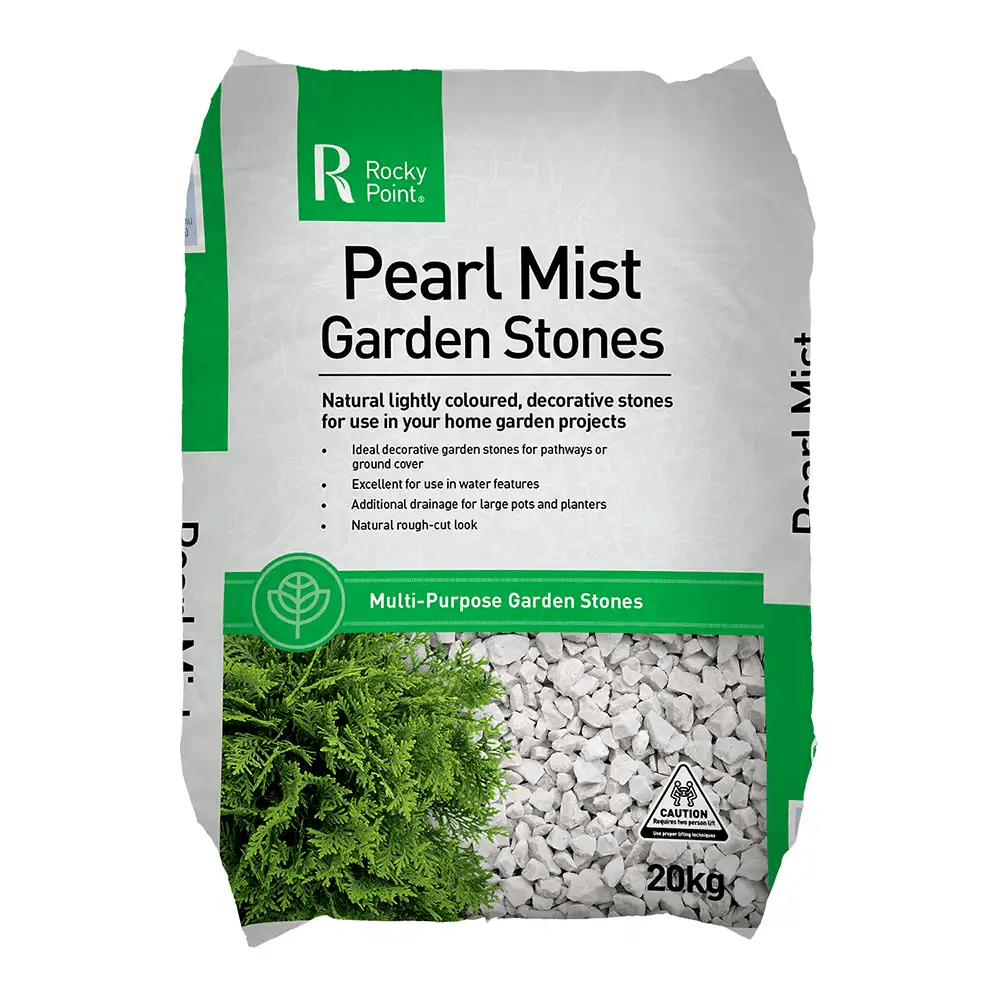 Pearl Mist Garden Stones 20kg | Rocky Point avaialble at Australian Landscape Supplies