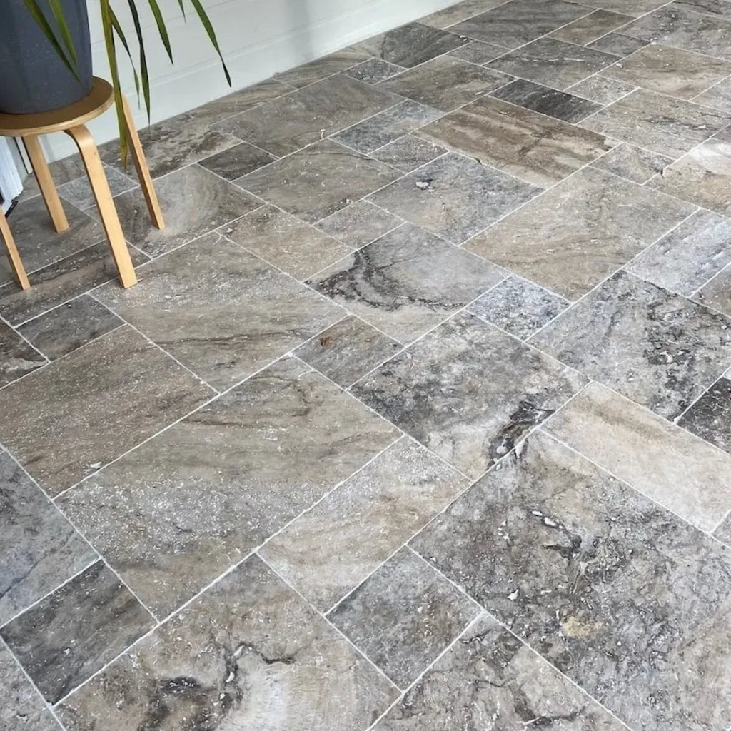 Silver Travertine (Unfilled & Tumbled) | Tiles - Australian Landscape Supplies